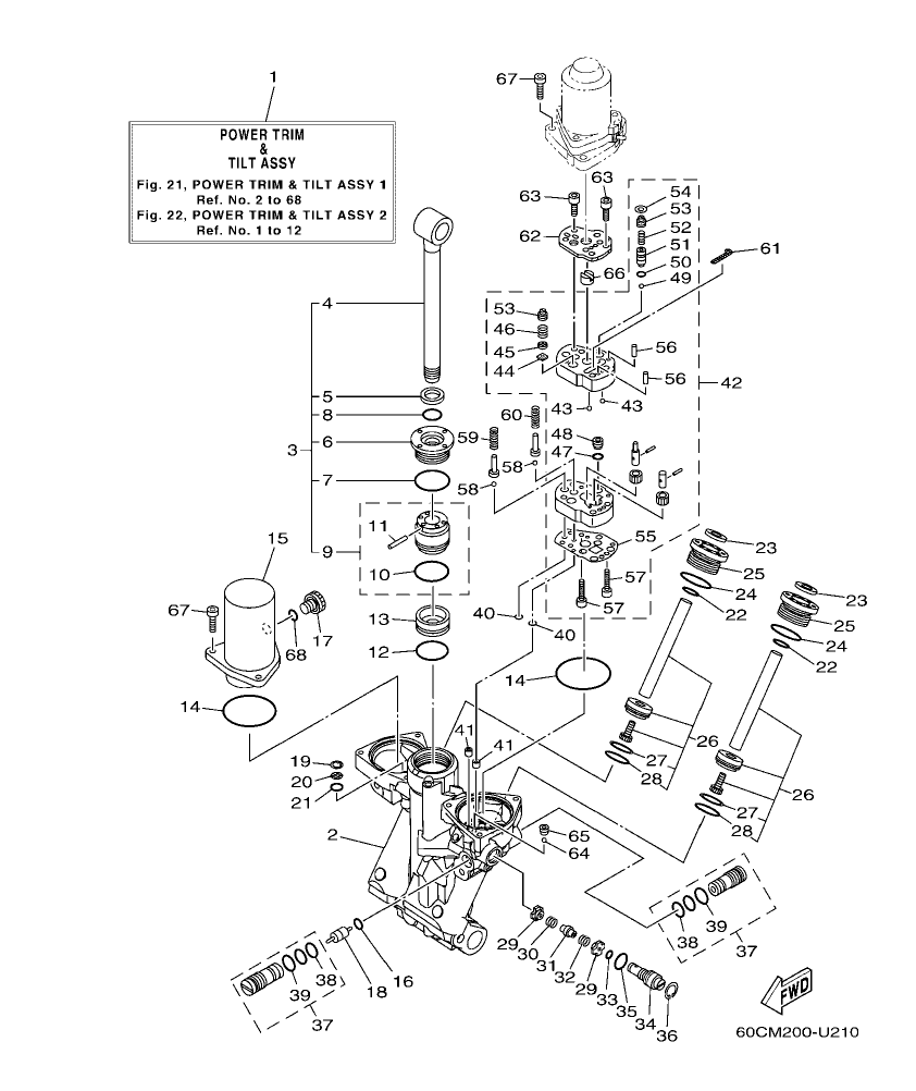 F100BET – section 21 POWER TRIM & TILT ASSY 1 parts diagram