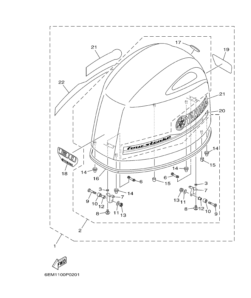 F130AET – section 2 TOP COWLING parts diagram