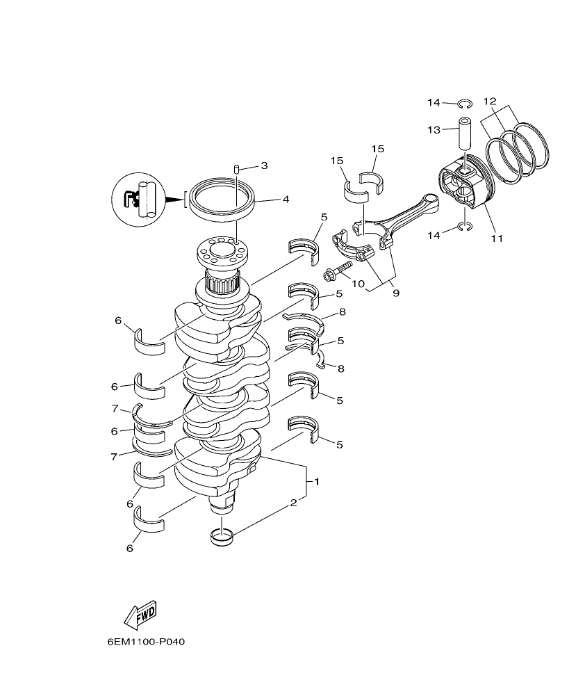 F130AET – section 4 CRANKSHAFT & PISTON parts diagram