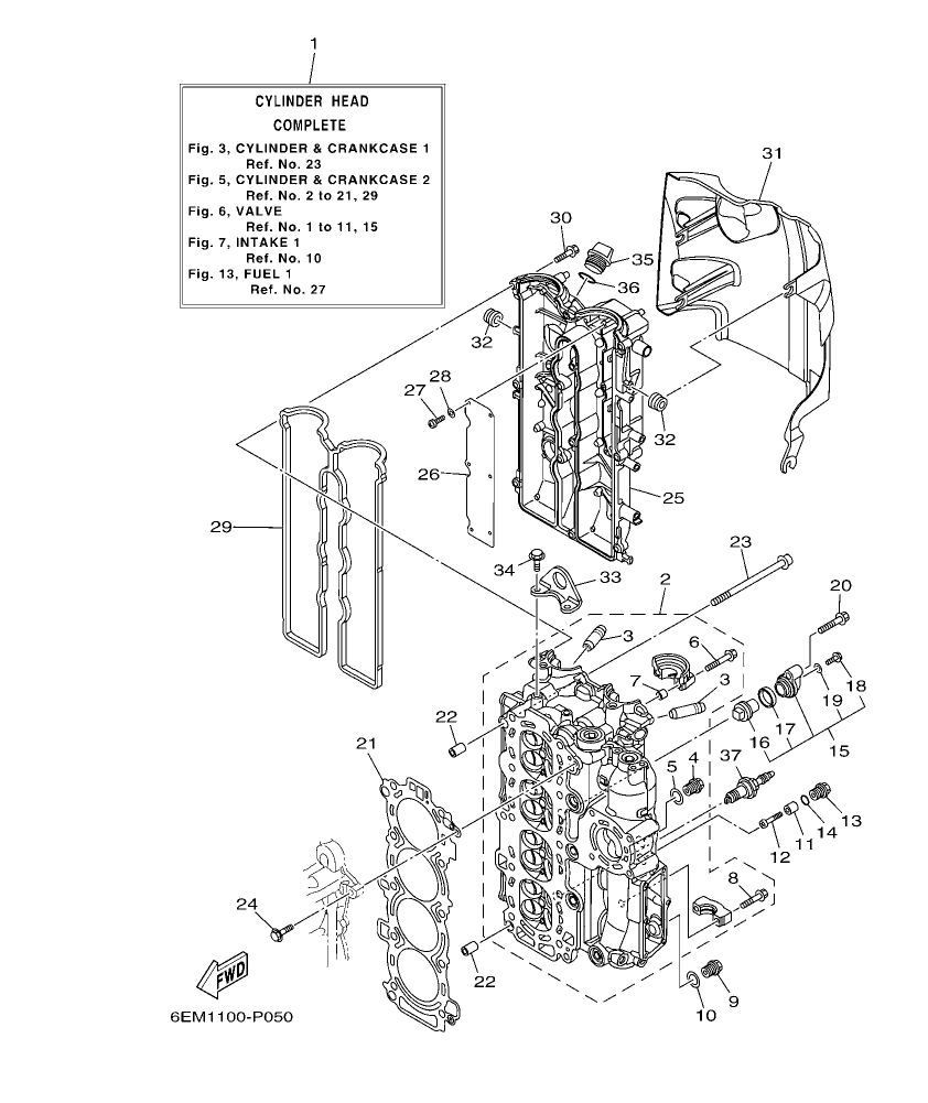 F130AET – section 5 CYLINDER & CRANKCASE 2 parts diagram