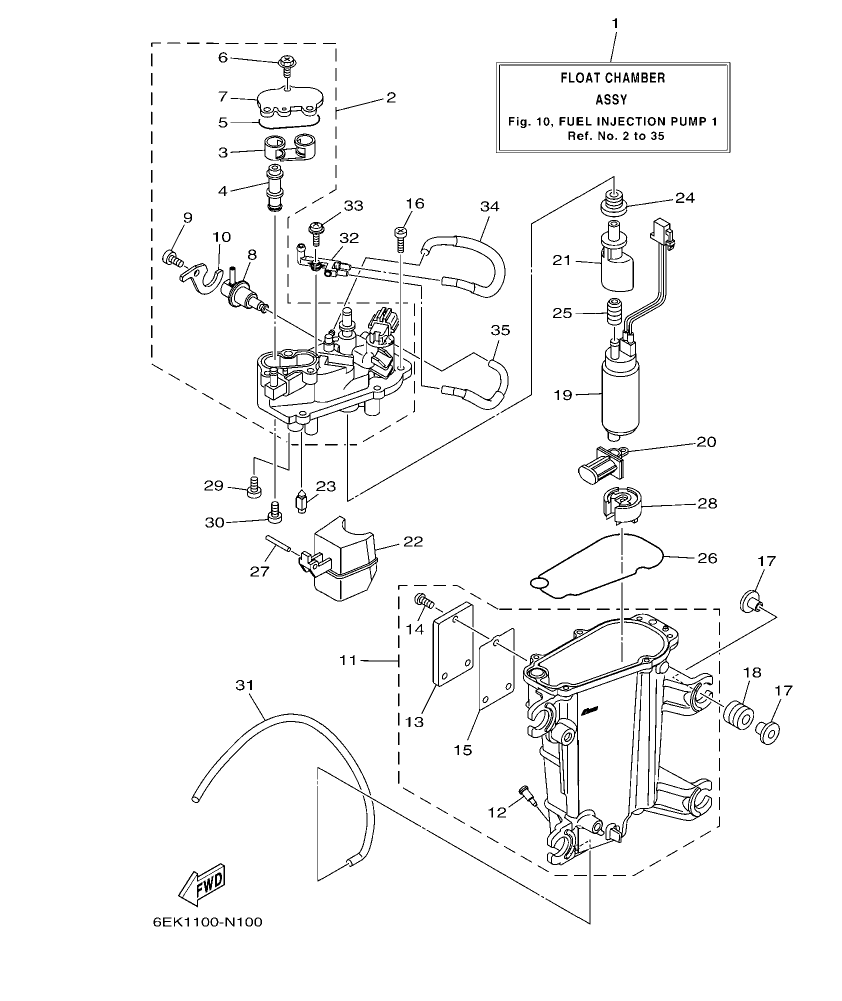 F130AET – section 10 FUEL INJECTION PUMP 1 parts diagram