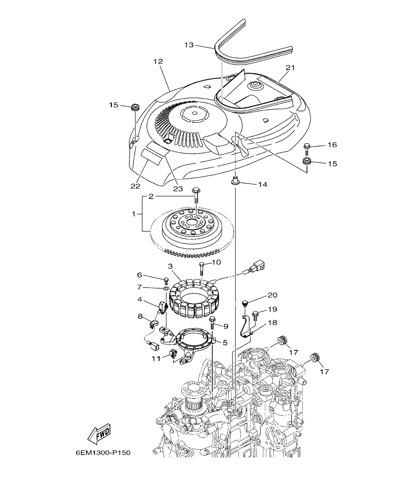 F130AET – section 15 GENERATOR parts diagram