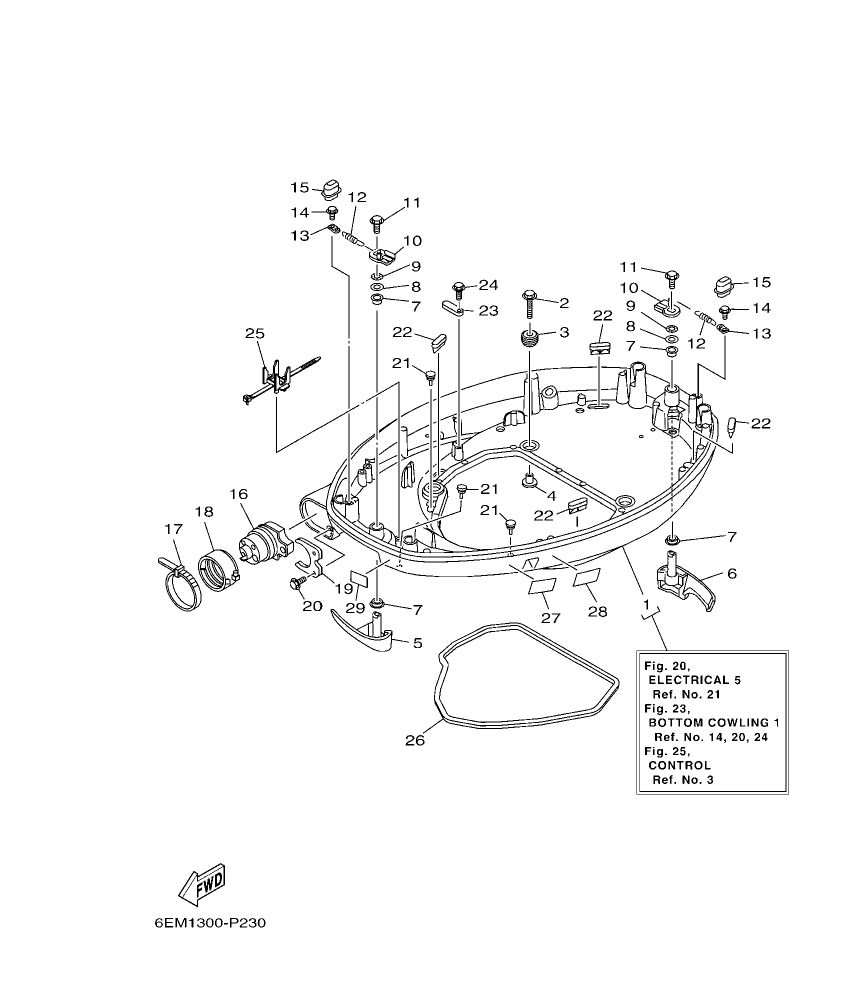F130AET – section 23 BOTTOM COWLING 1 parts diagram