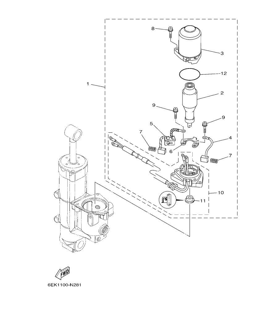 F130AET – section 29 POWER TRIM & TILT ASSY 2 parts diagram