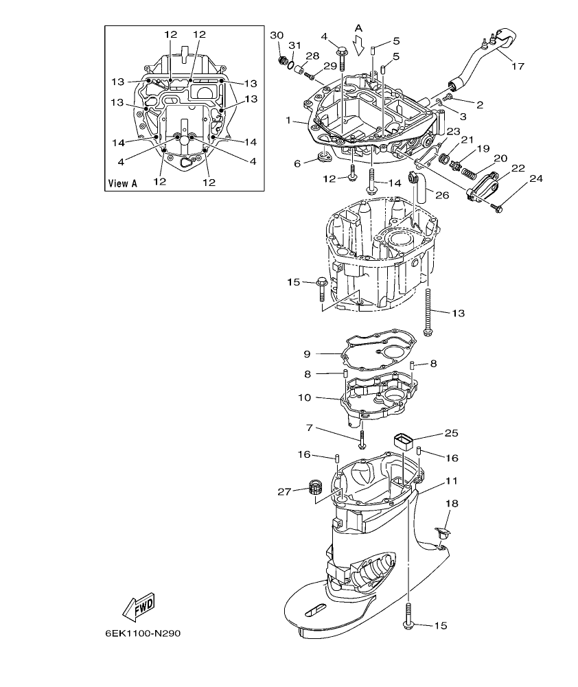 F130AET – section 30 UPPER CASING parts diagram