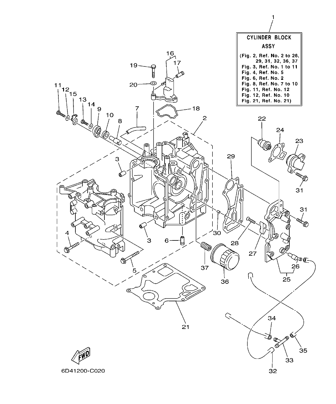 F15B'04 – section 2 CYLINDER & CRANKCASE 1 CILINDRO & CARTER 1 parts diagram