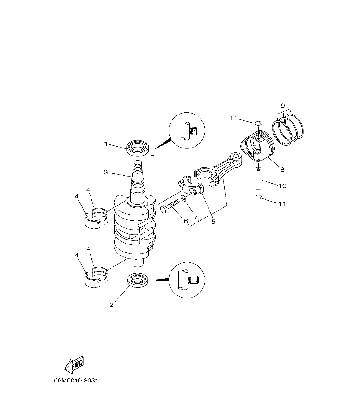 F15B'04 – section 3 CRANKSHAFT & PISTON CIGUENAL & PISTON parts diagram