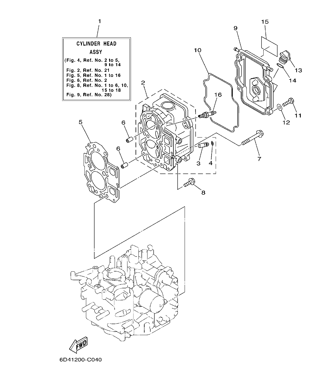 F15B'04 – section 4 CYLINDER & CRANKCASE 2 CILINDRO & CARTER 2 parts diagram