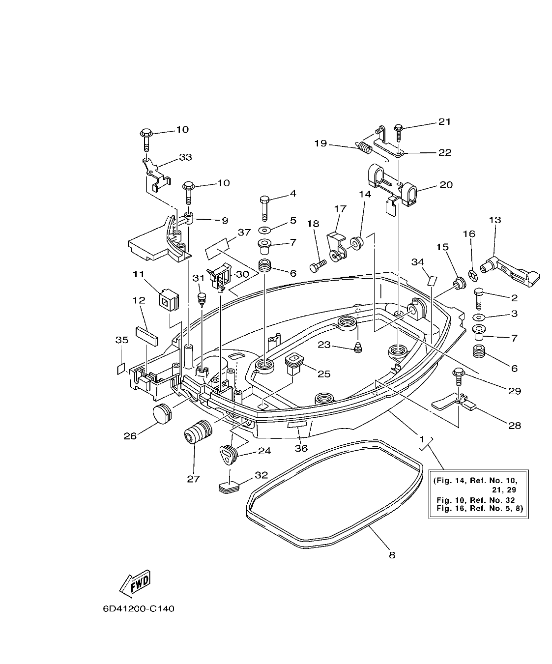 F15B'04 – section 14 BOTTOM COWLING CUBIERTA INFERIOR parts diagram