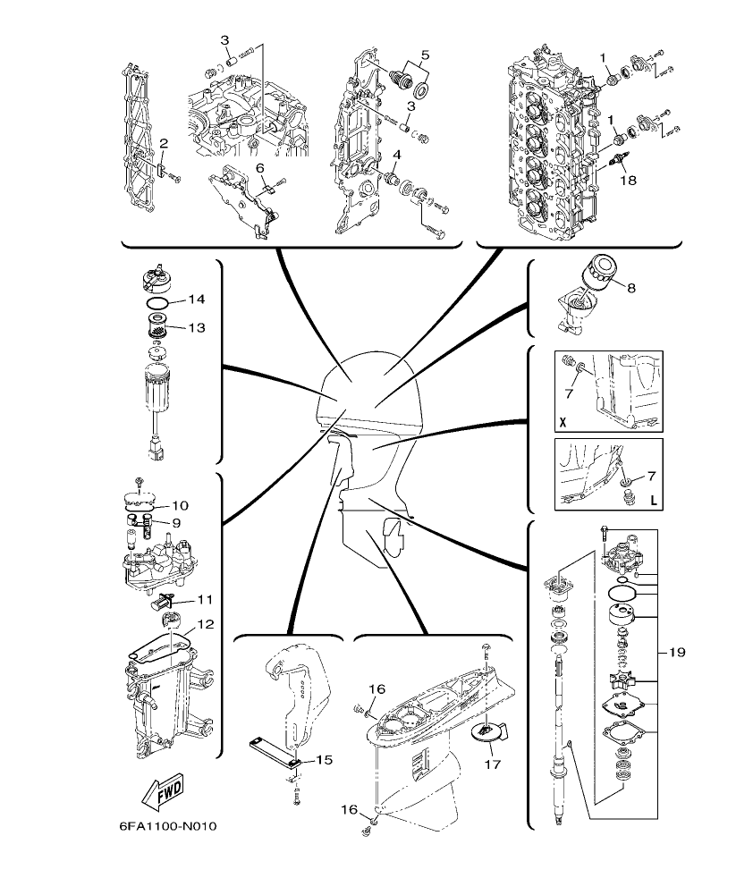 F175AET – section 1 SCHEDULED SERVICE PARTS parts diagram