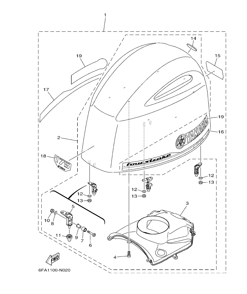 F175AET – section 2 TOP COWLING parts diagram