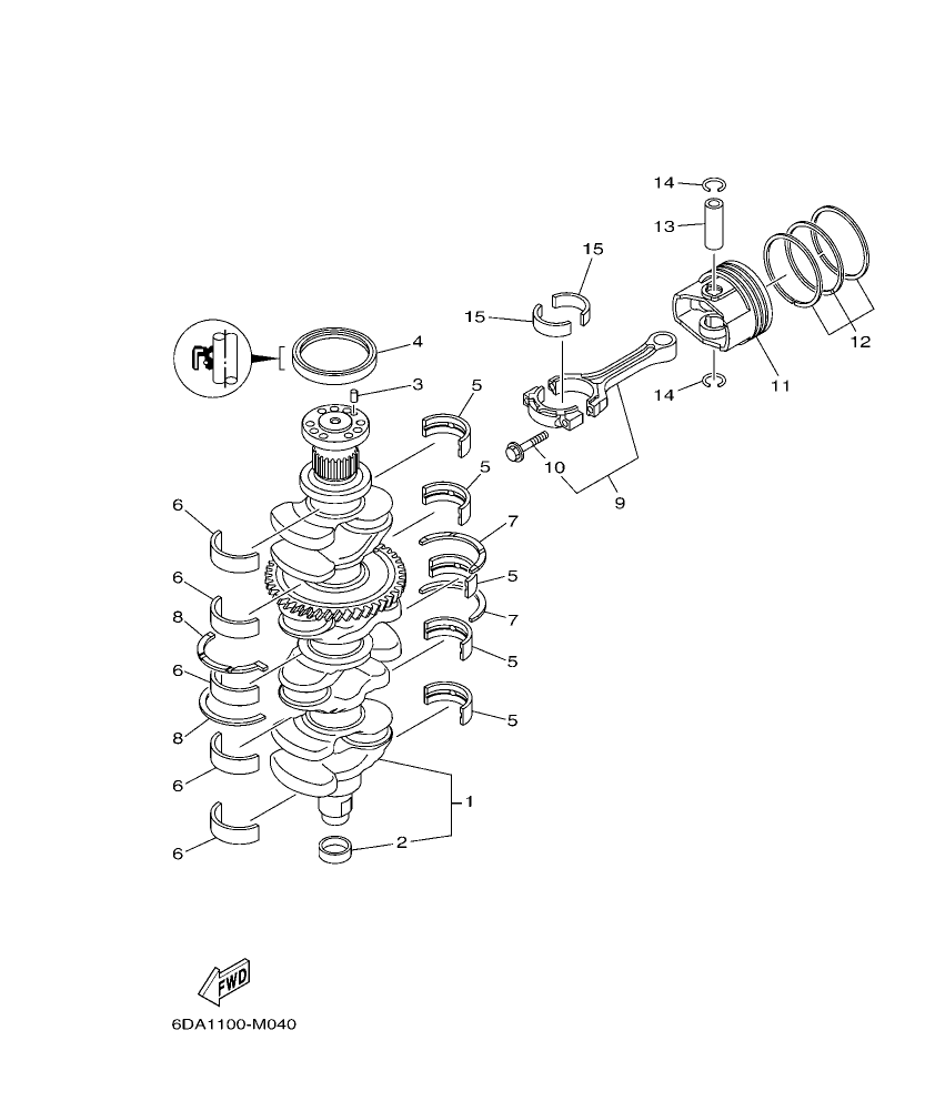 F175AET – section 4 CRANKSHAFT & PISTON parts diagram