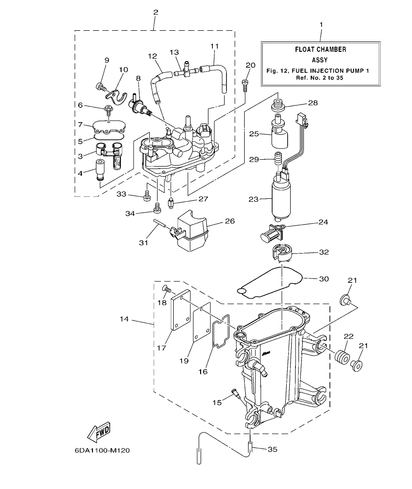 F175AET – section 12 FUEL INJECTION PUMP 1 parts diagram