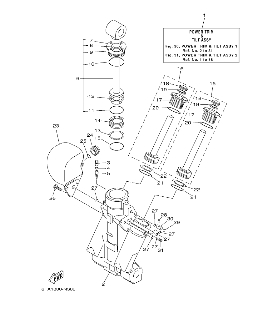 F175AET – section 30 POWER TRIM & TILT ASSY 1 parts diagram