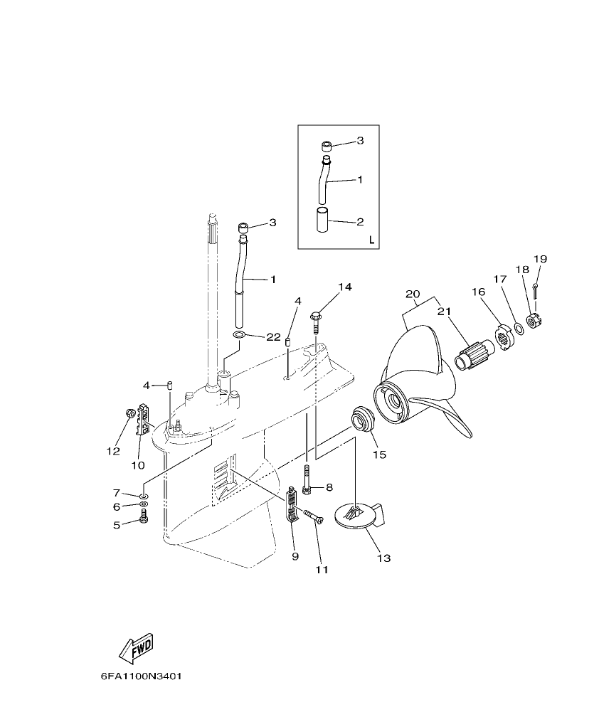 F175AET – section 35 LOWER CASING & DRIVE 2 parts diagram