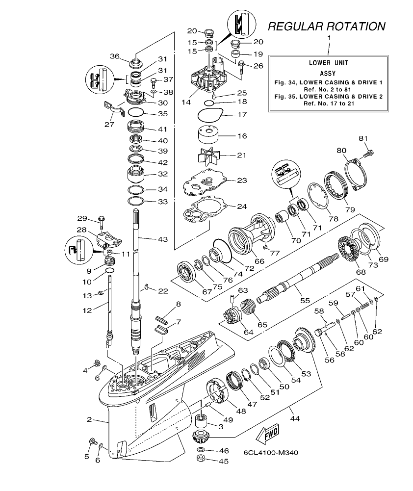 Fig. 34 – LOWER CASING & DRIVE 1