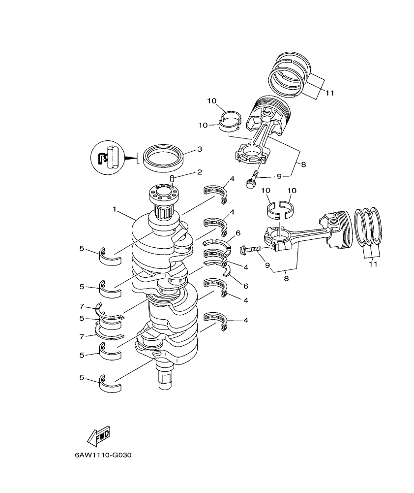 LF350CA-2011 – section 3 CRANKSHAFT & PISTON parts diagram