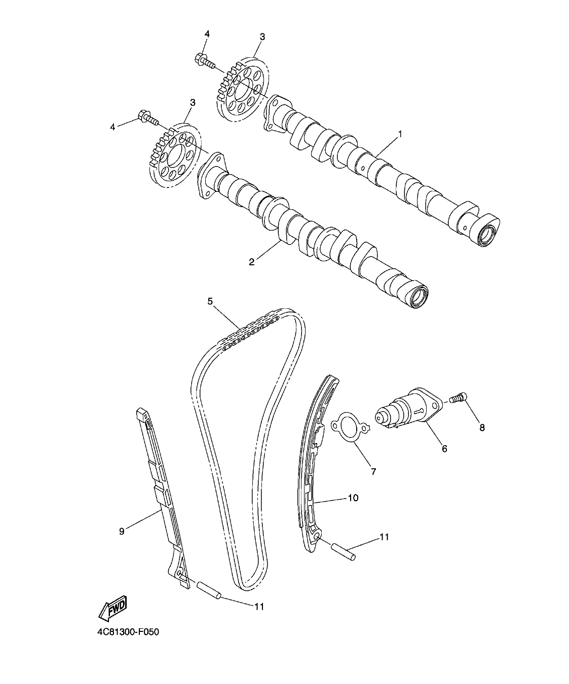 YZF-R1 – section 5 CAMSHAFT & CHAIN parts diagram