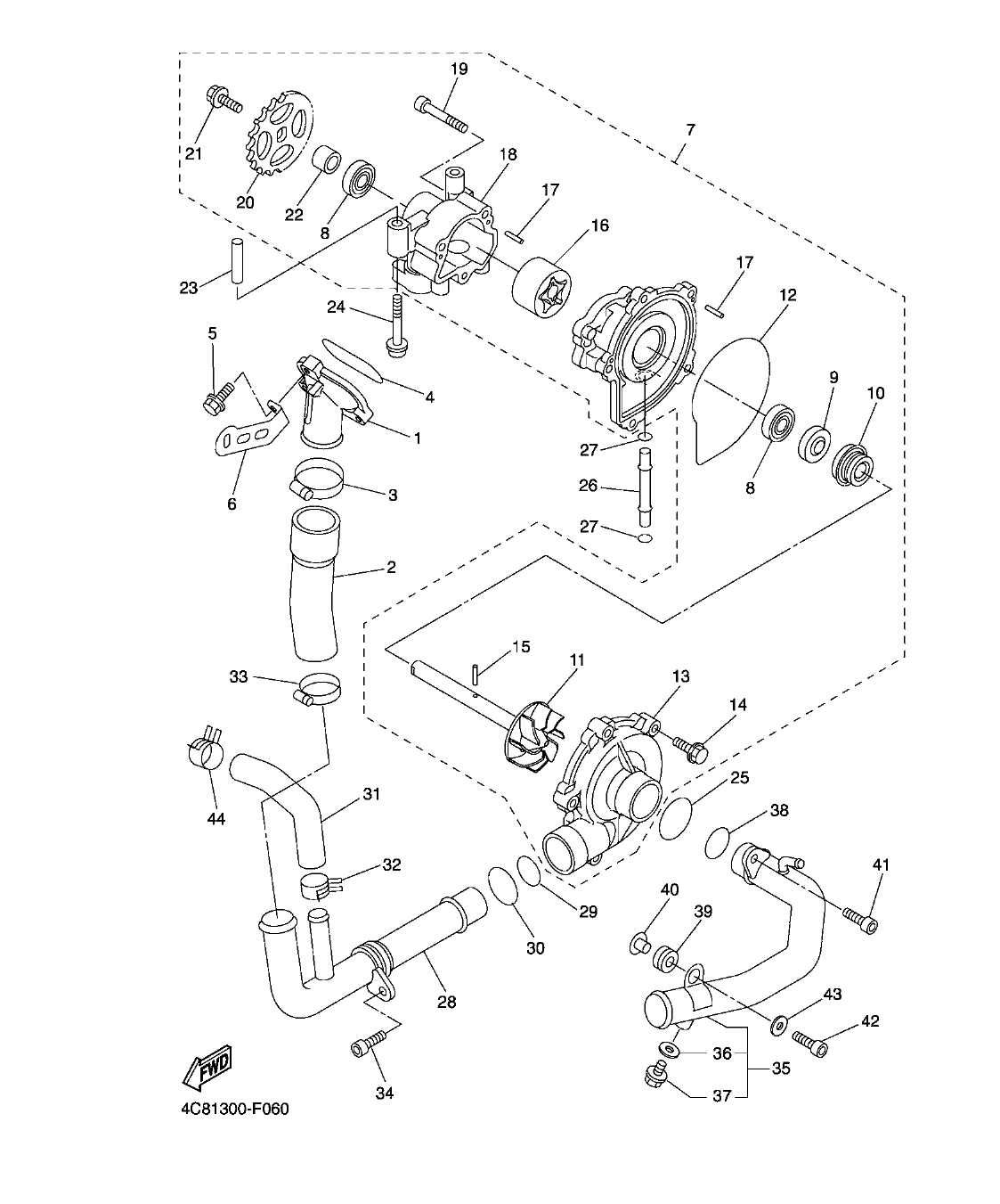YZF-R1 – section 6 WATER PUMP parts diagram