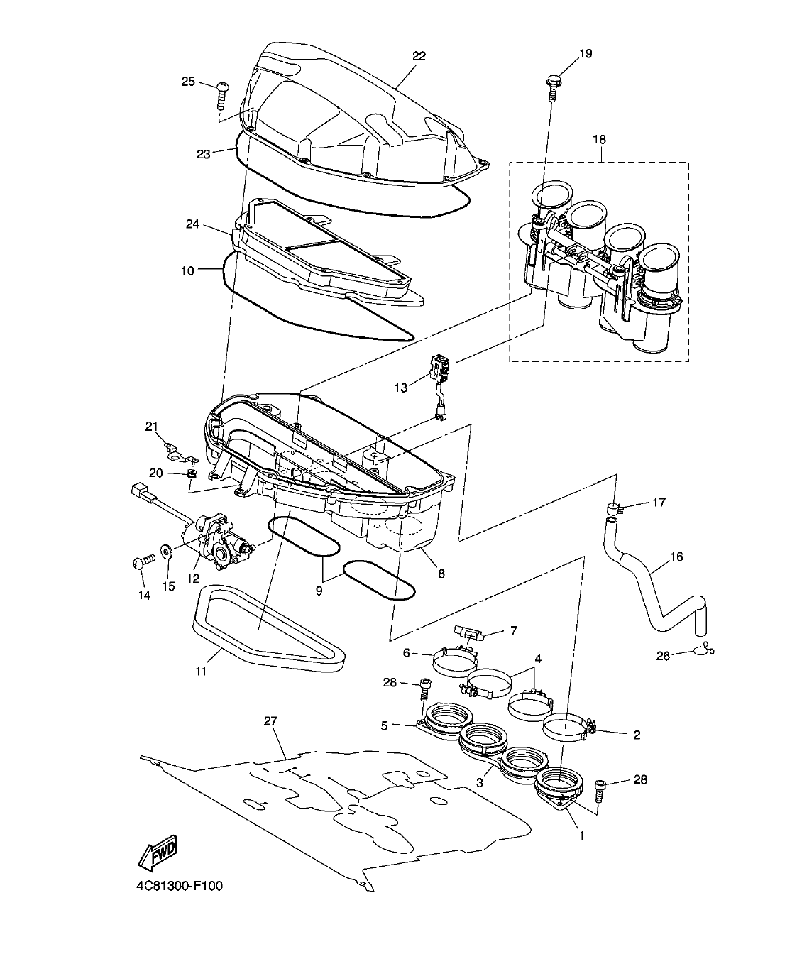 YZF-R1 – section 10 INTAKE parts diagram