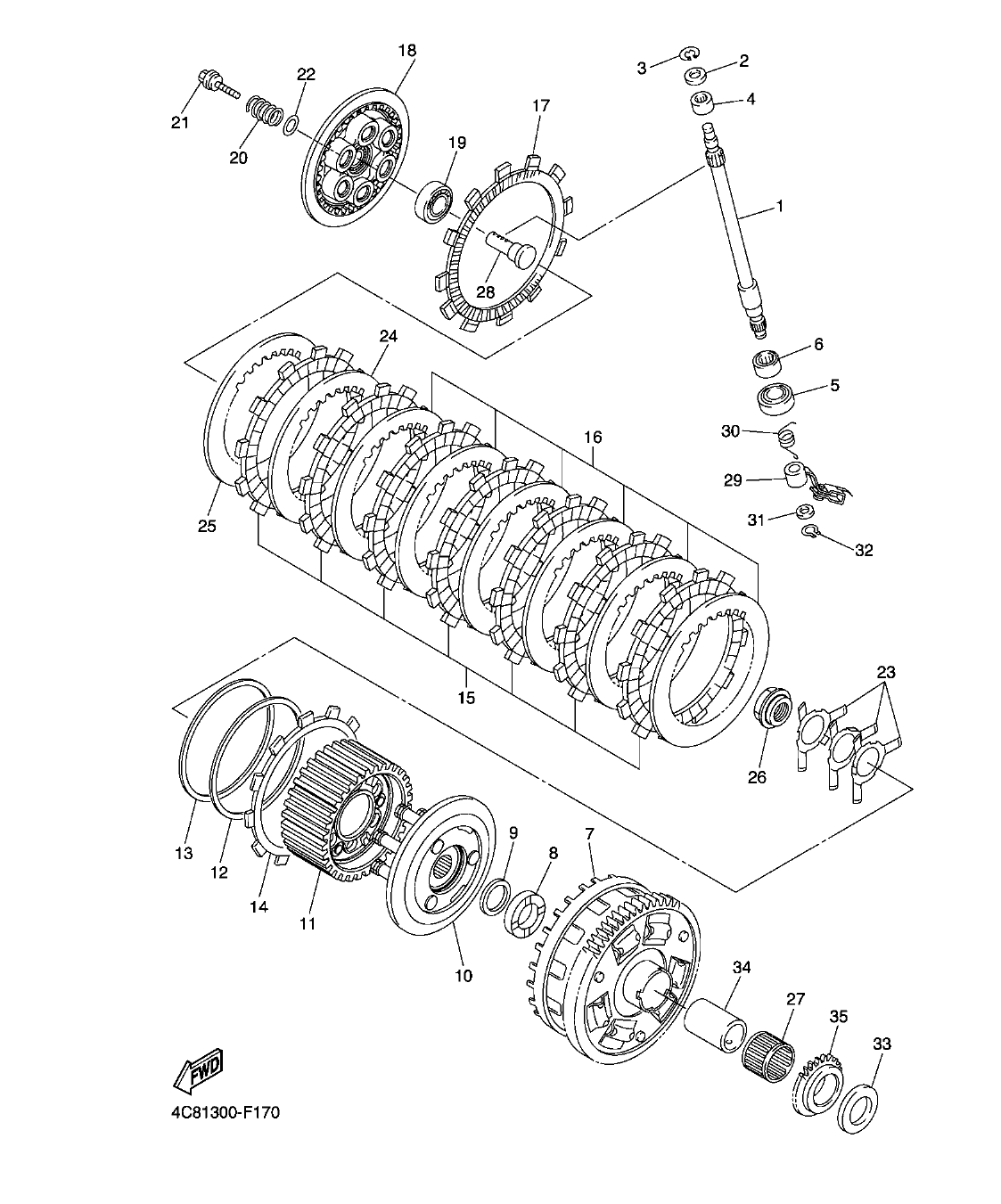 YZF-R1 – section 17 CLUTCH parts diagram