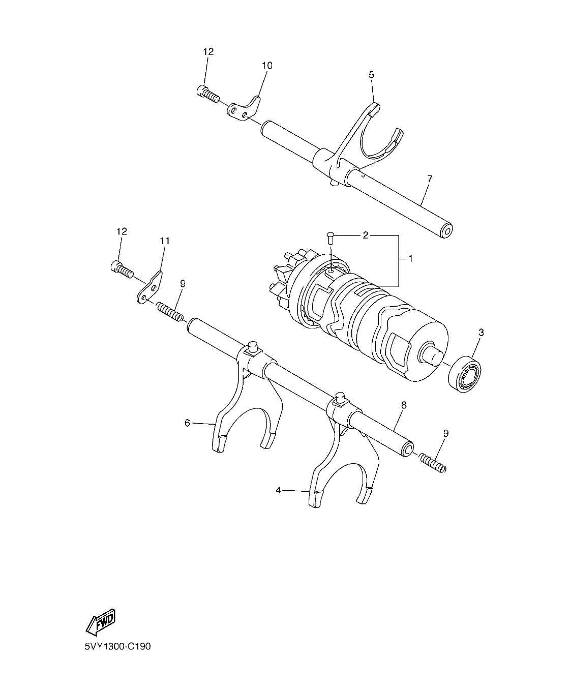 YZF-R1 – section 19 SHIFT CAM & FORK parts diagram