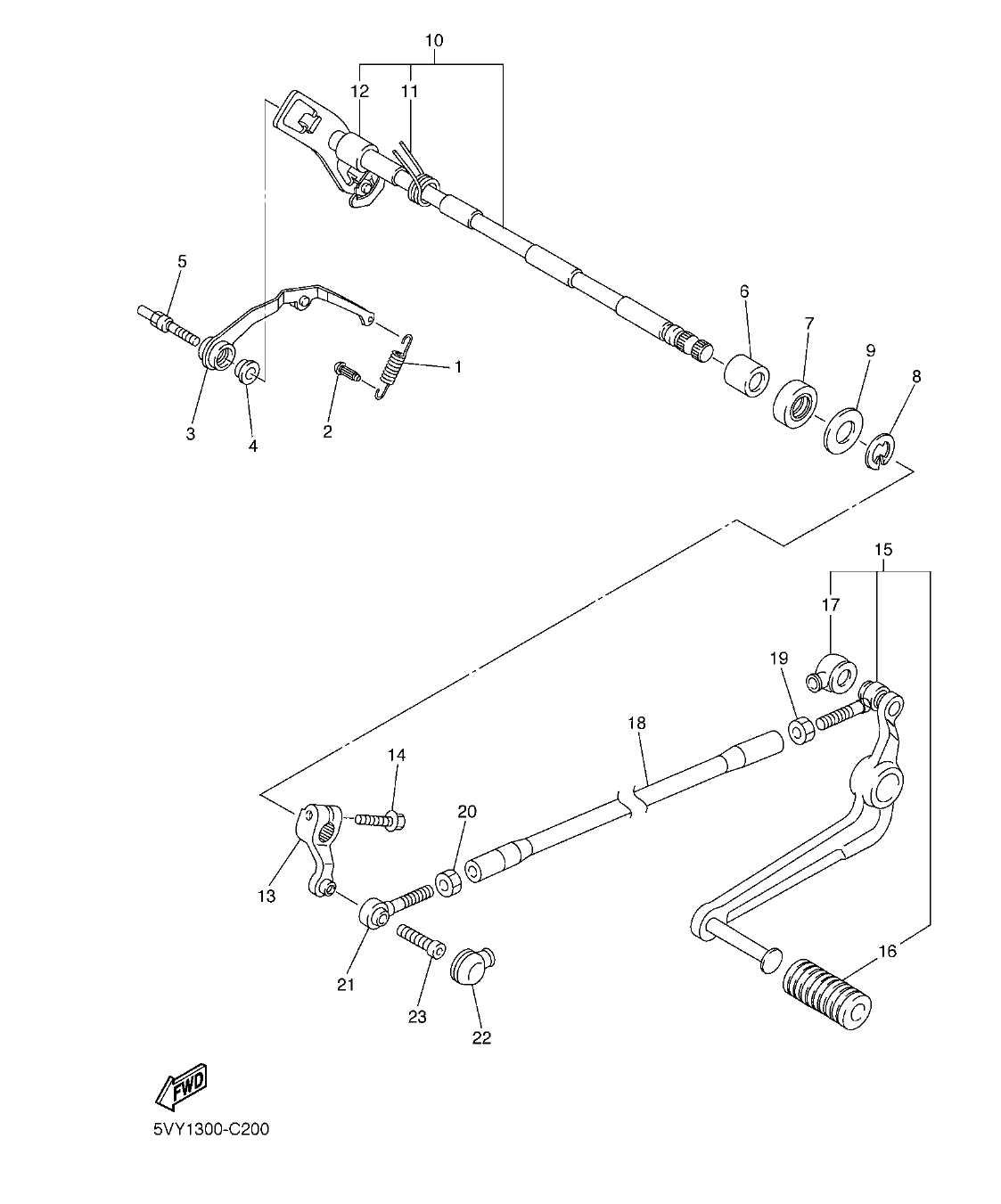 YZF-R1 – section 20 SHIFT SHAFT parts diagram