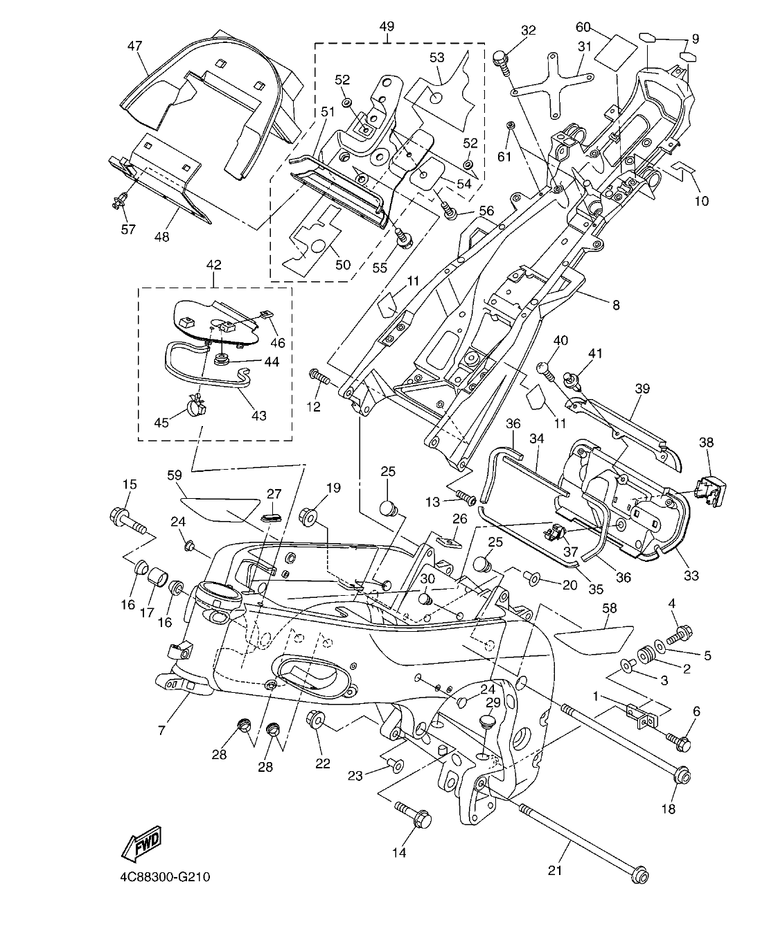YZF-R1 – section 21 FRAME parts diagram