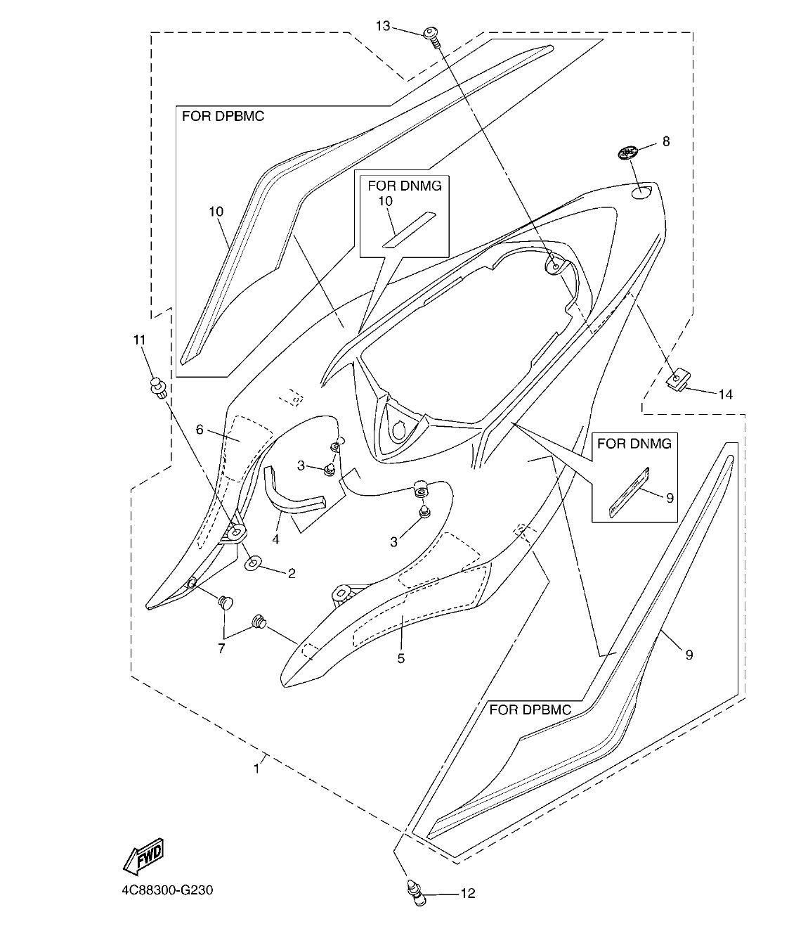 YZF-R1 – section 23 SIDE COVER parts diagram