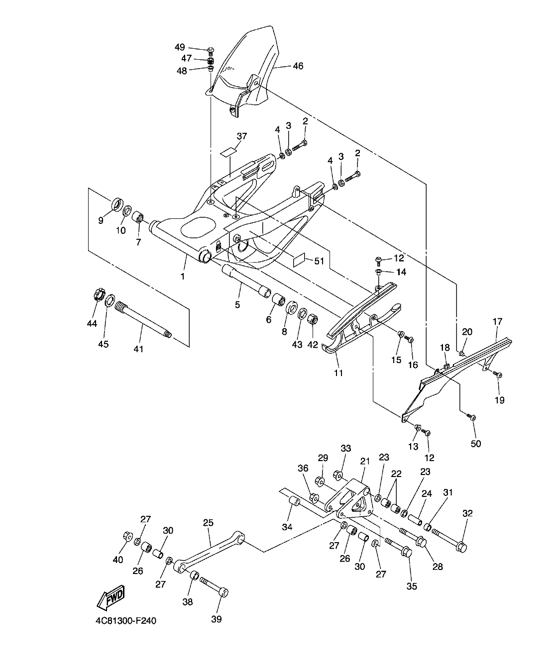 YZF-R1 – section 24 REAR ARM parts diagram