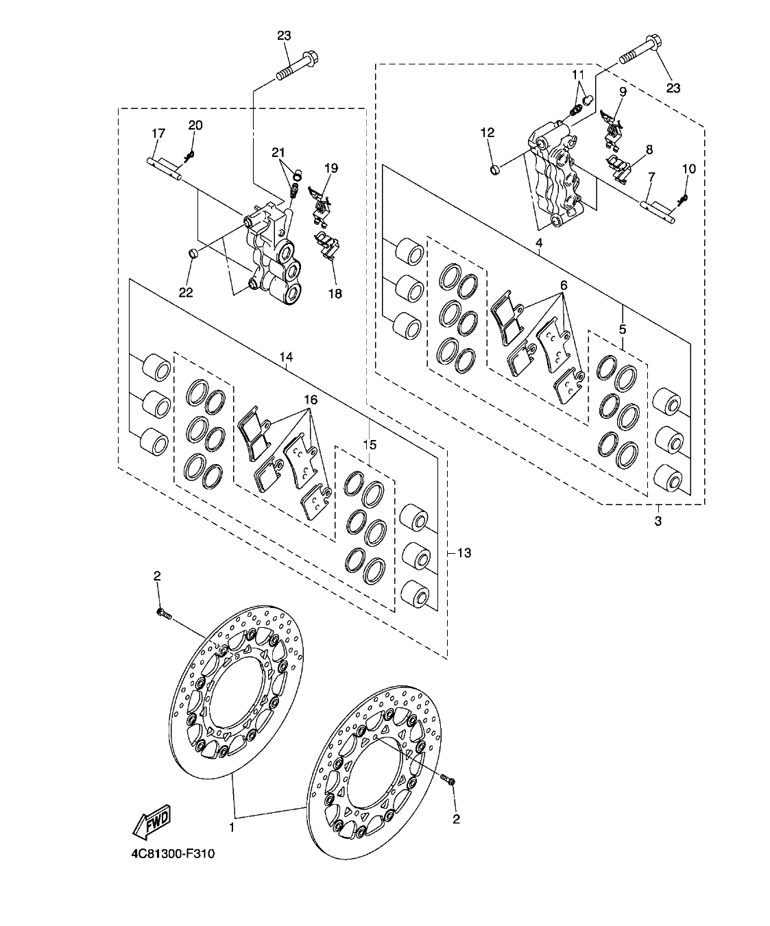 YZF-R1 – section 31 FRONT BRAKE CALIPER parts diagram