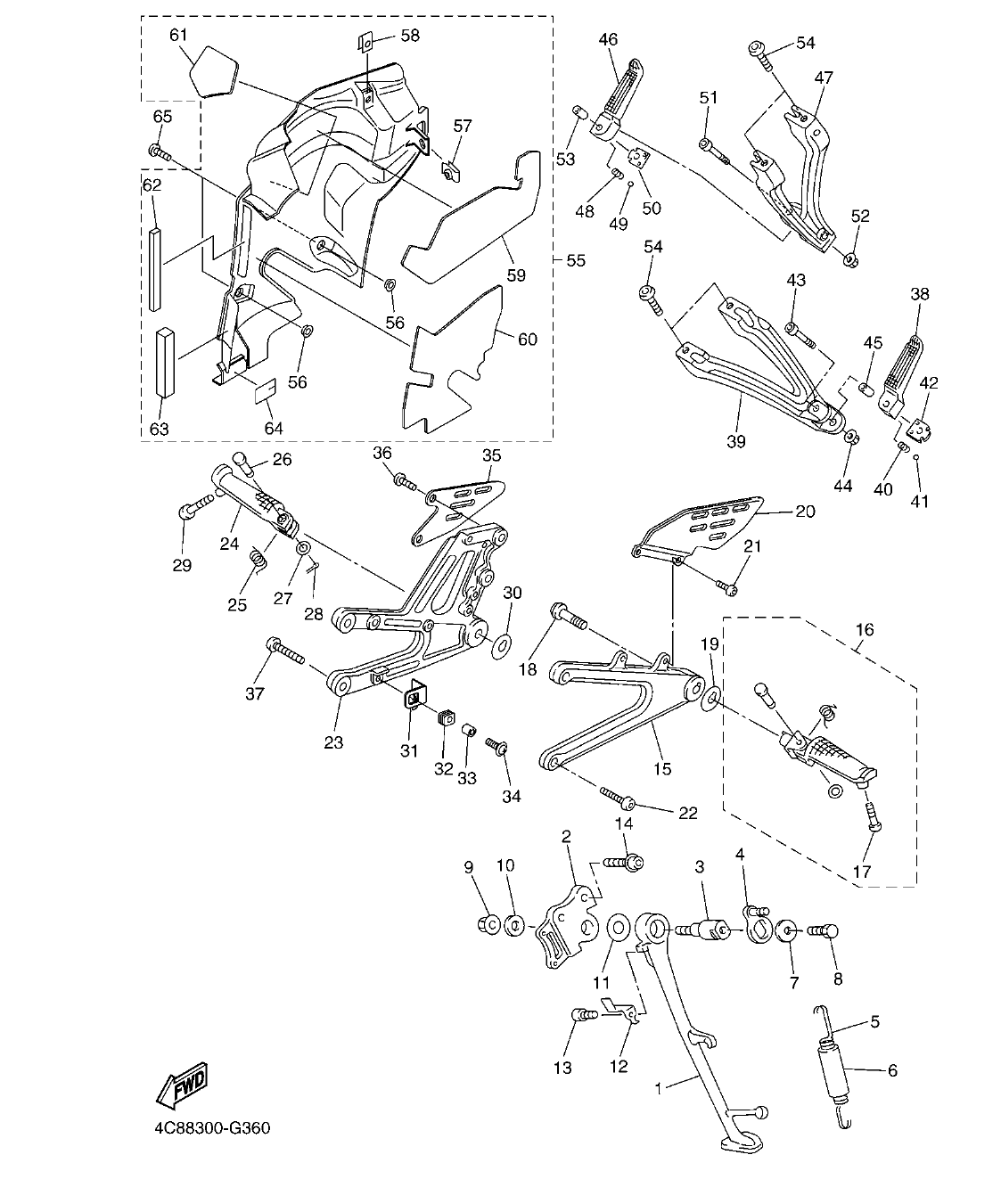 YZF-R1 – section 36 STAND & FOOTREST parts diagram
