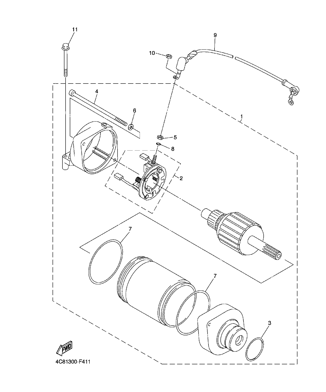 YZF-R1 – section 41 STARTING MOTOR parts diagram