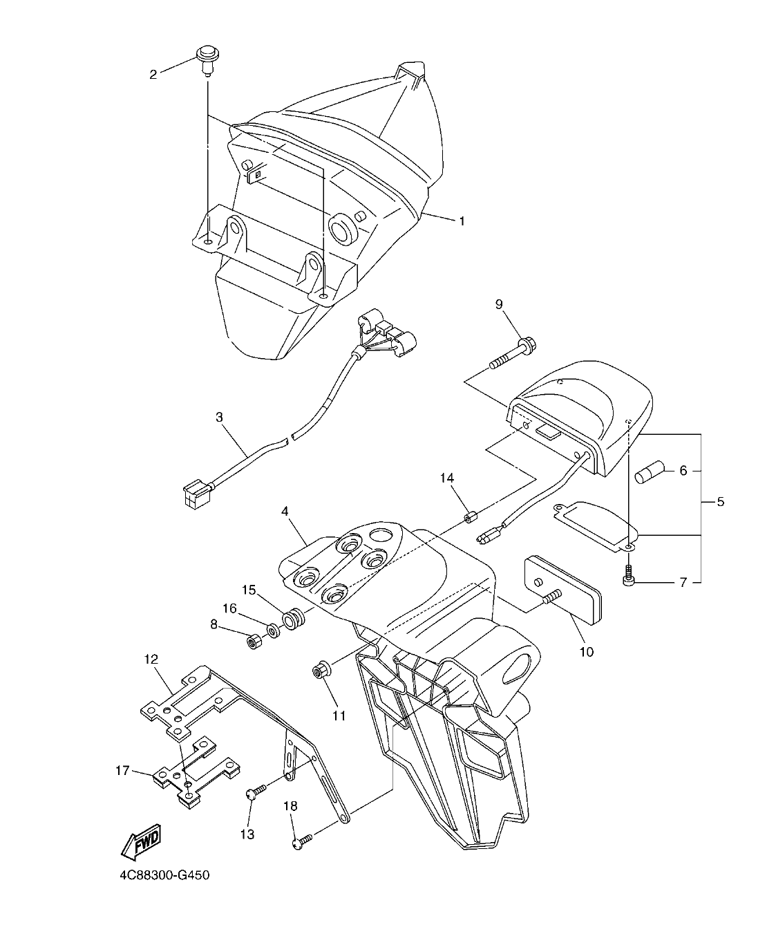 YZF-R1 – section 45 TAILLIGHT parts diagram