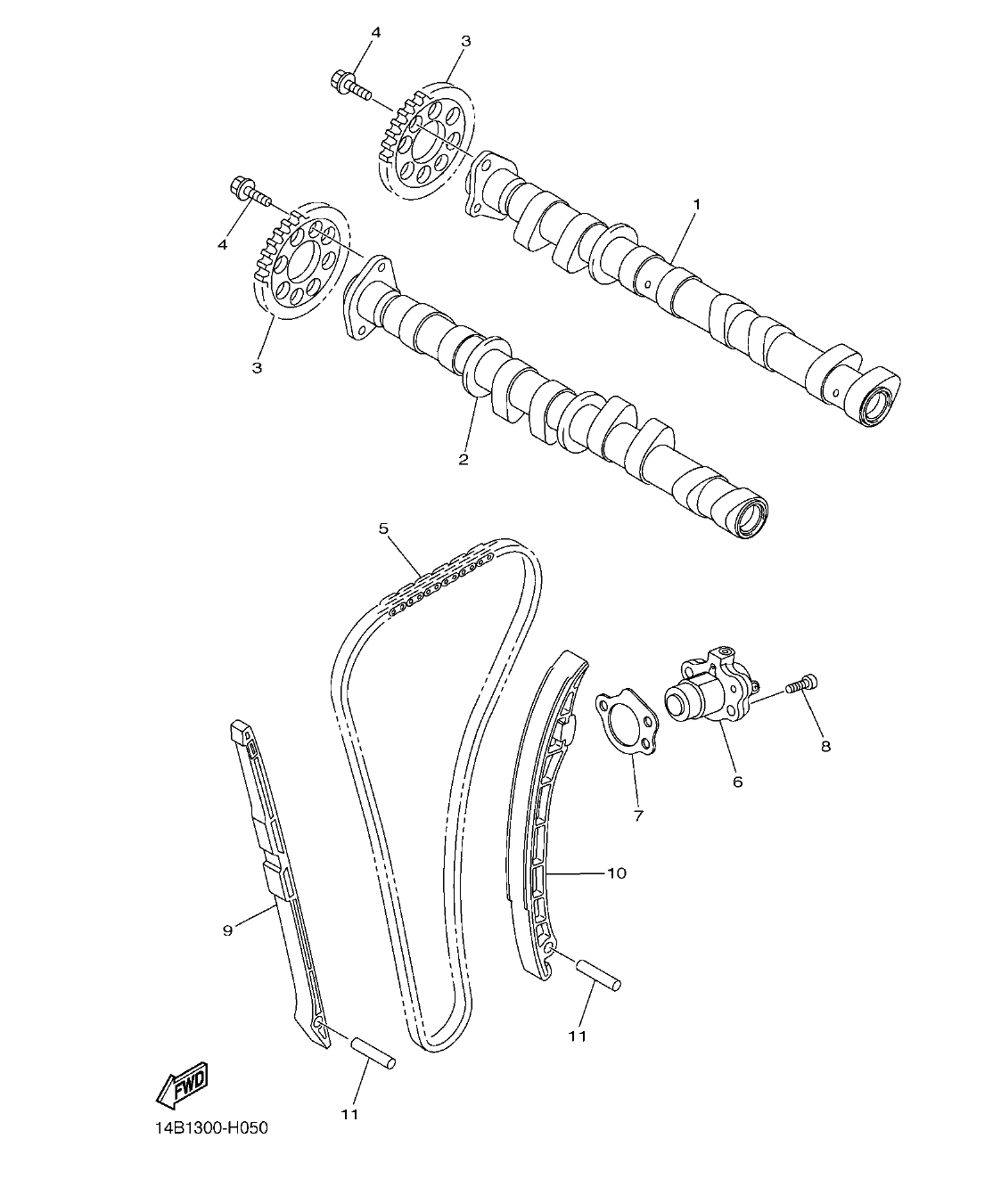 YZFR1B – section 5 CAMSHAFT & CHAIN parts diagram