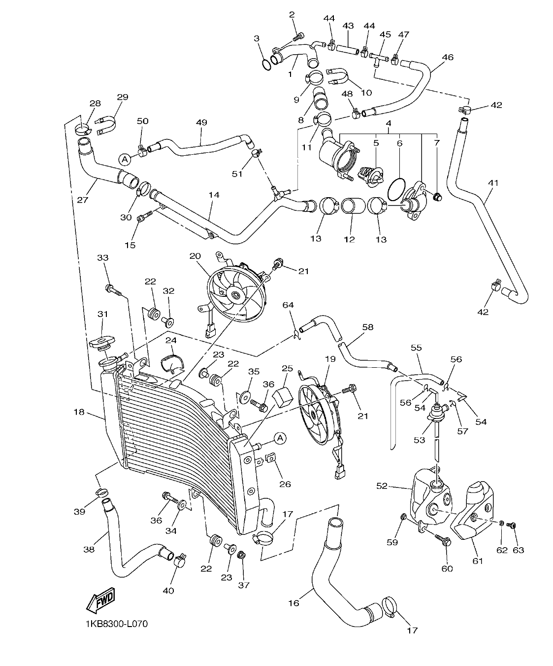YZFR1B – section 7 RADIATOR & HOSE parts diagram