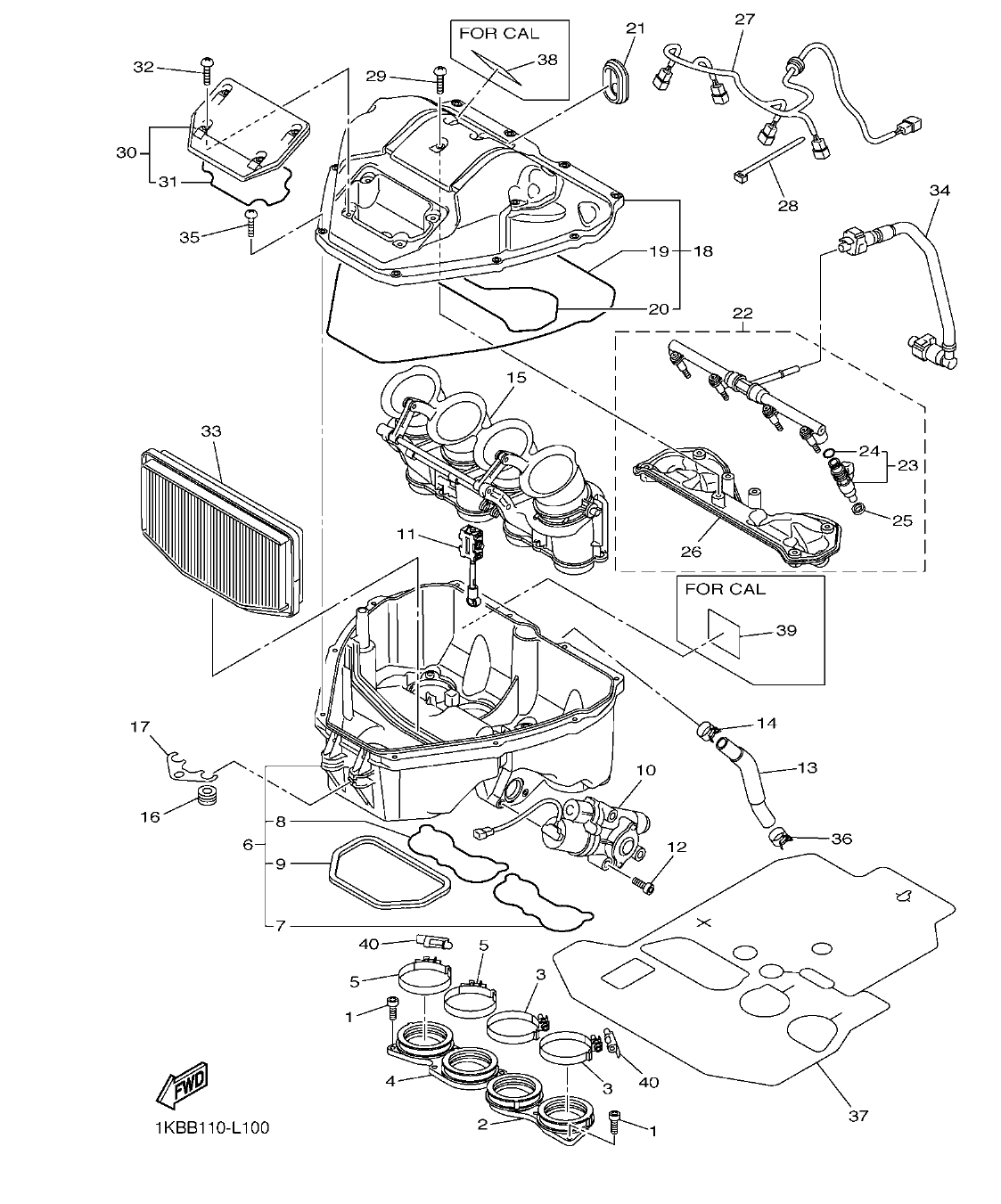 YZFR1B – section 10 INTAKE parts diagram