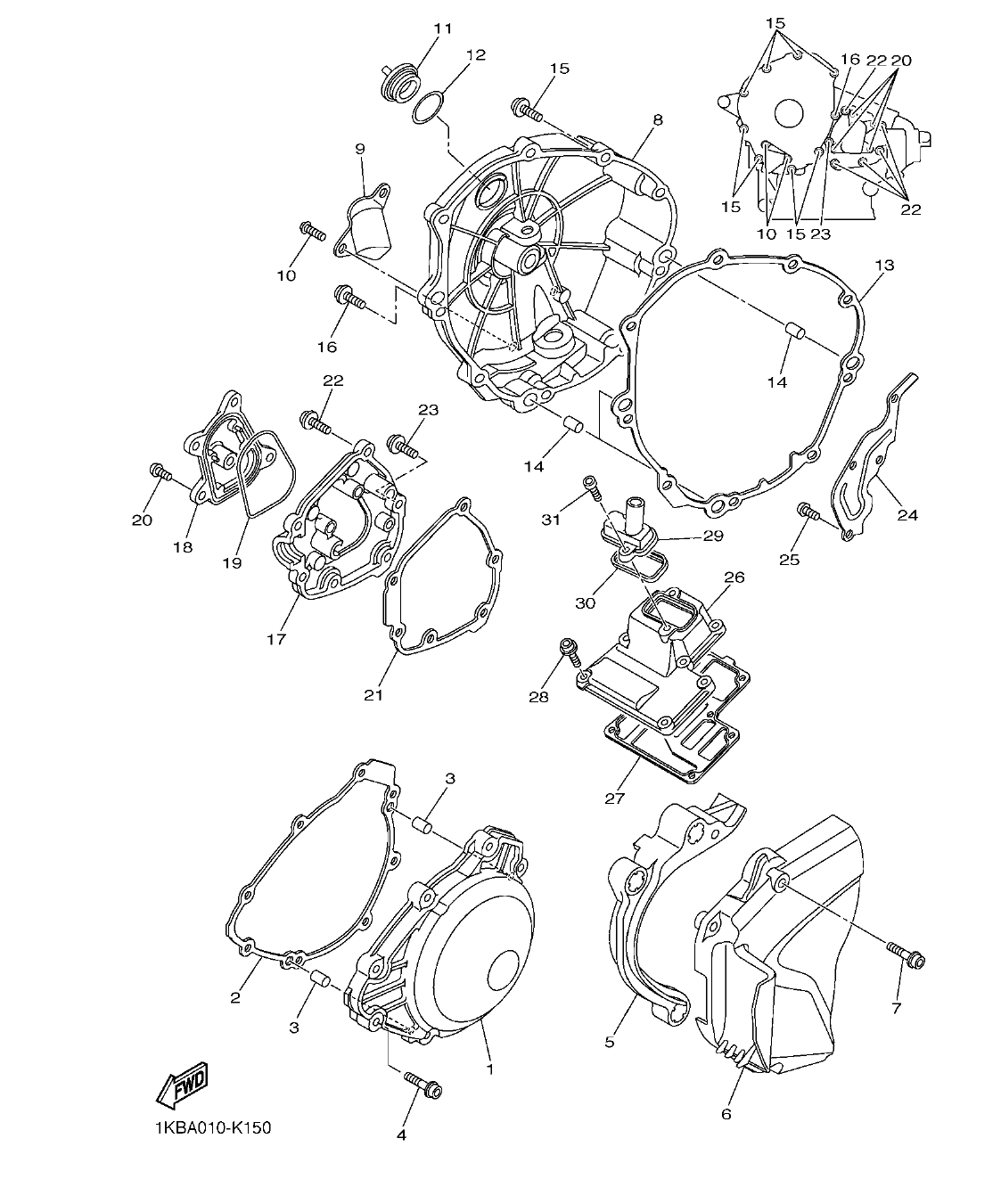 Fig. 15 – CRANKCASE COVER 1 diagram