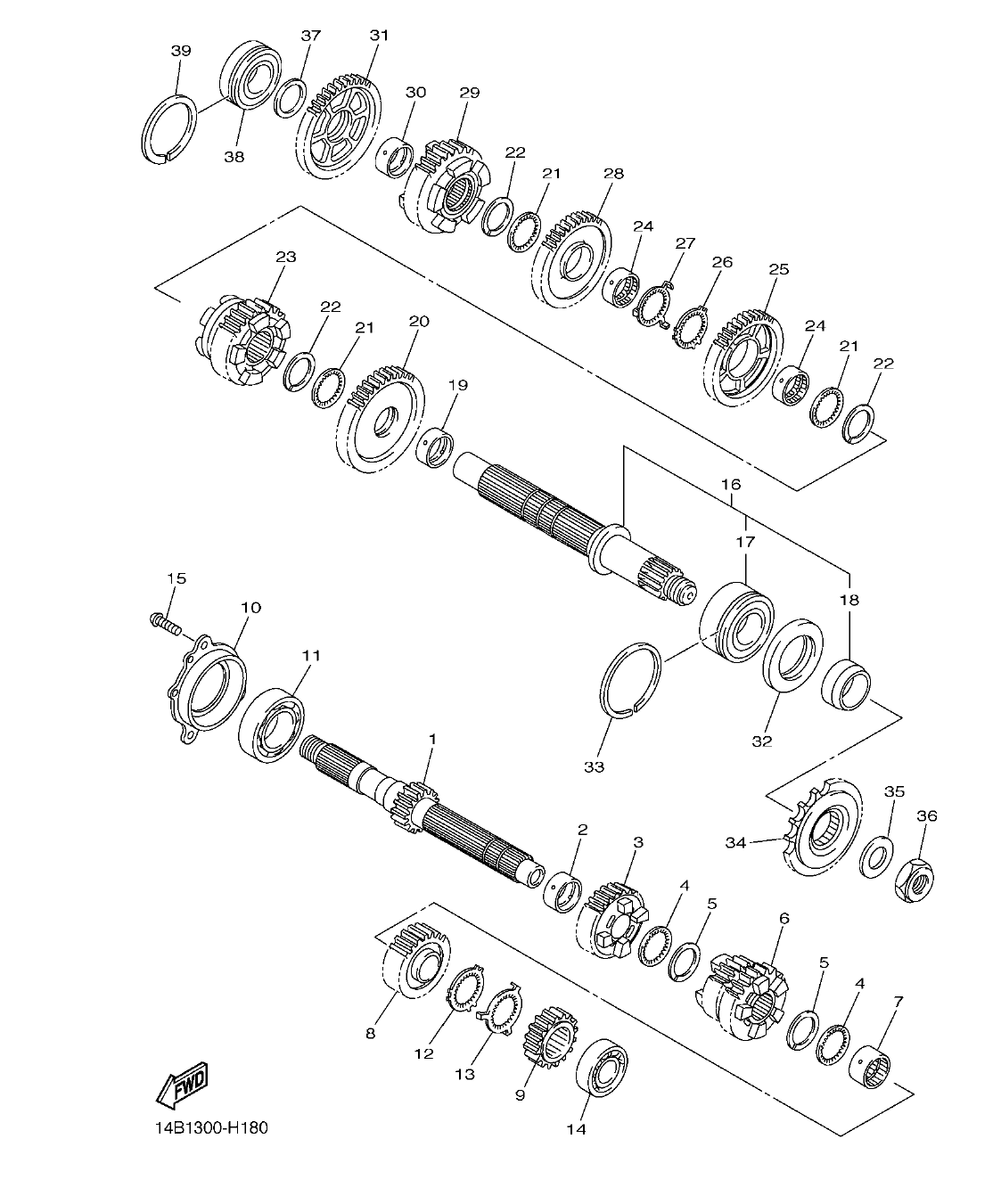 YZFR1B – section 18 TRANSMISSION parts diagram