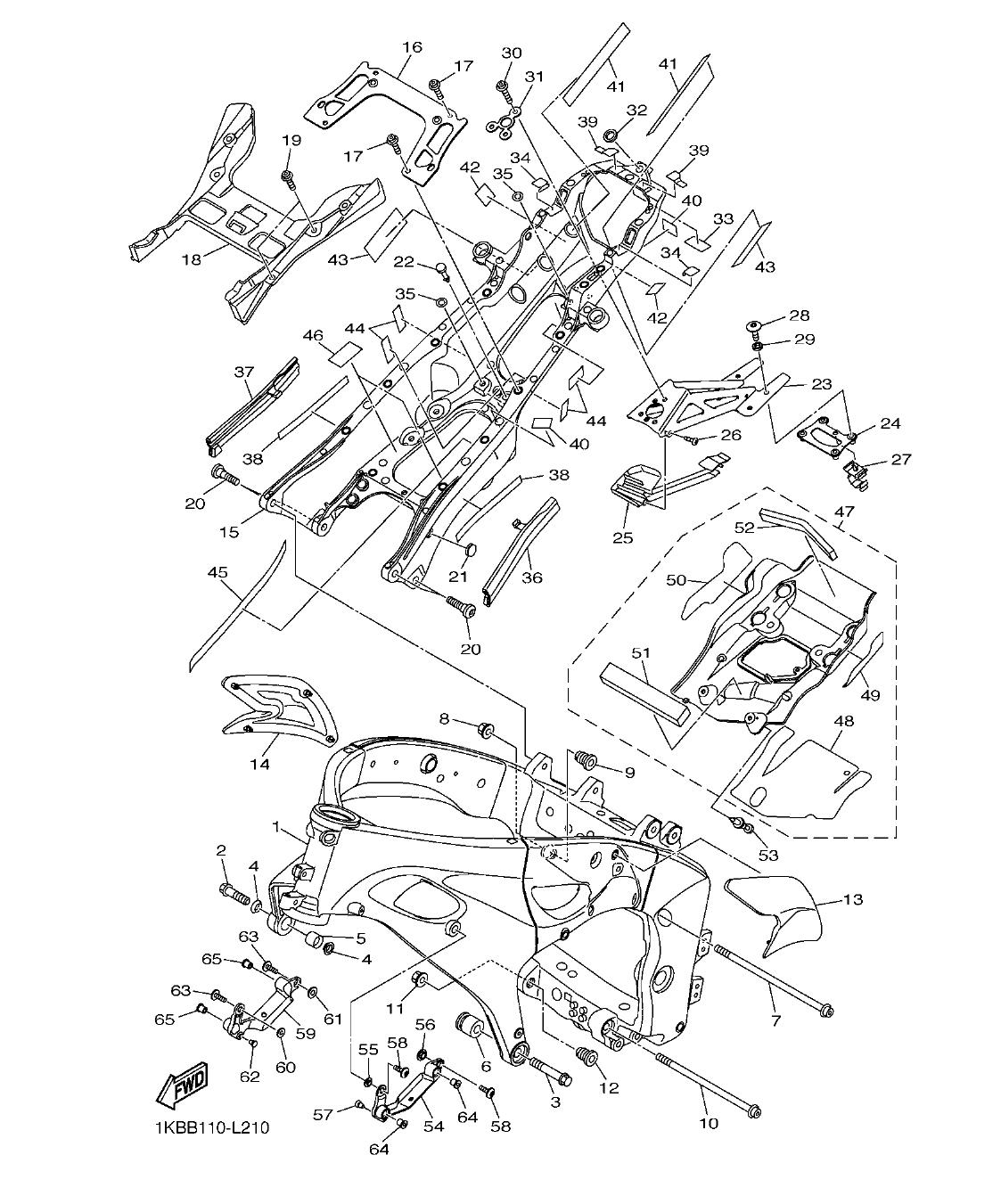 YZFR1B – section 21 FRAME parts diagram