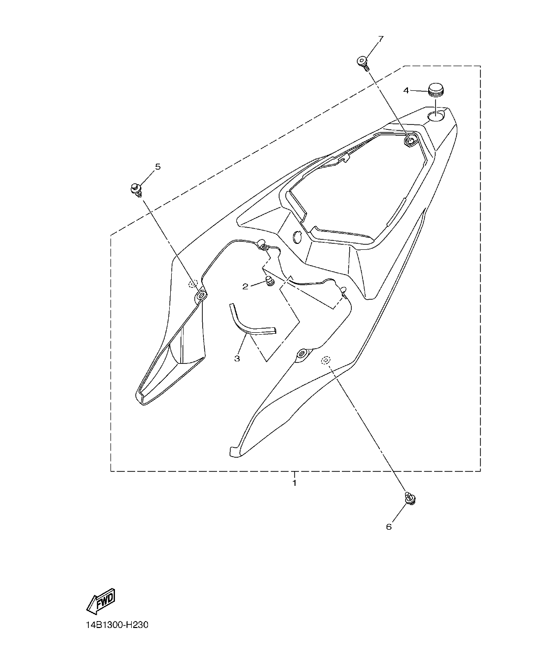 YZFR1BC – section 23 SIDE COVER parts diagram