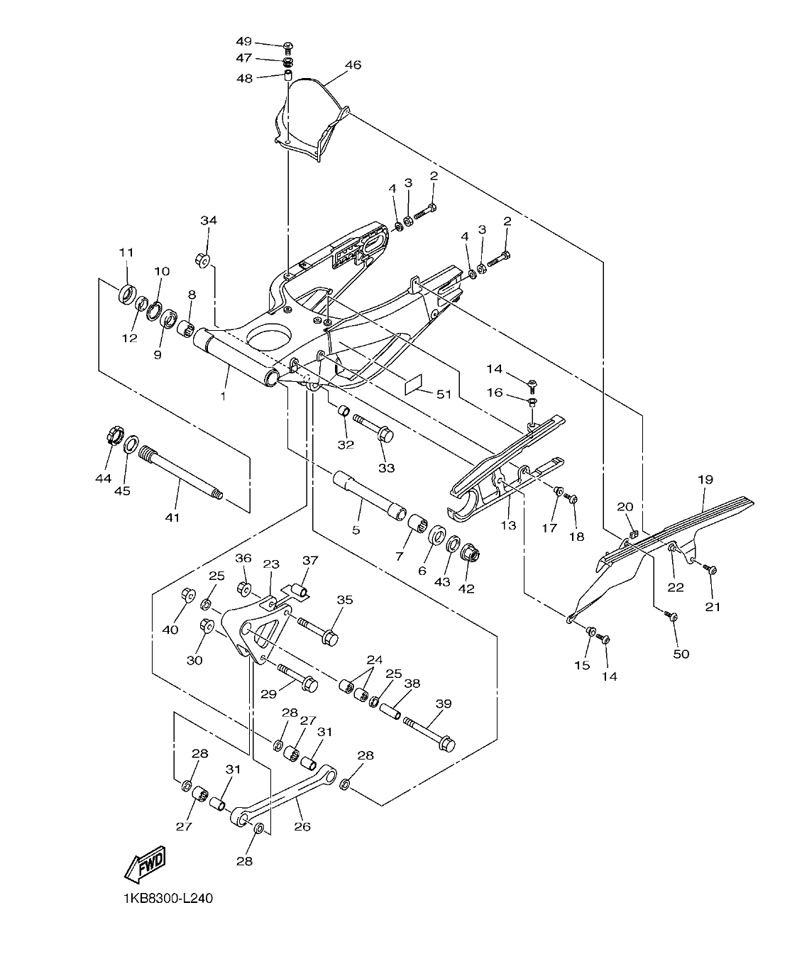 YZFR1B – section 24 REAR ARM parts diagram