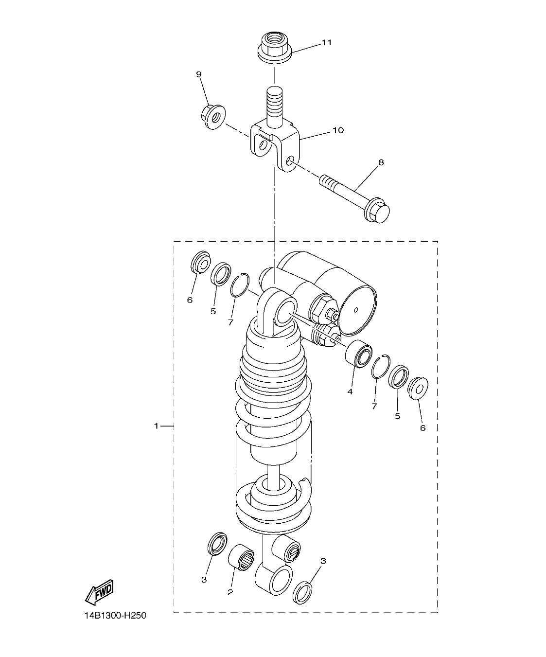 YZFR1B – section 25 REAR SUSPENSION parts diagram