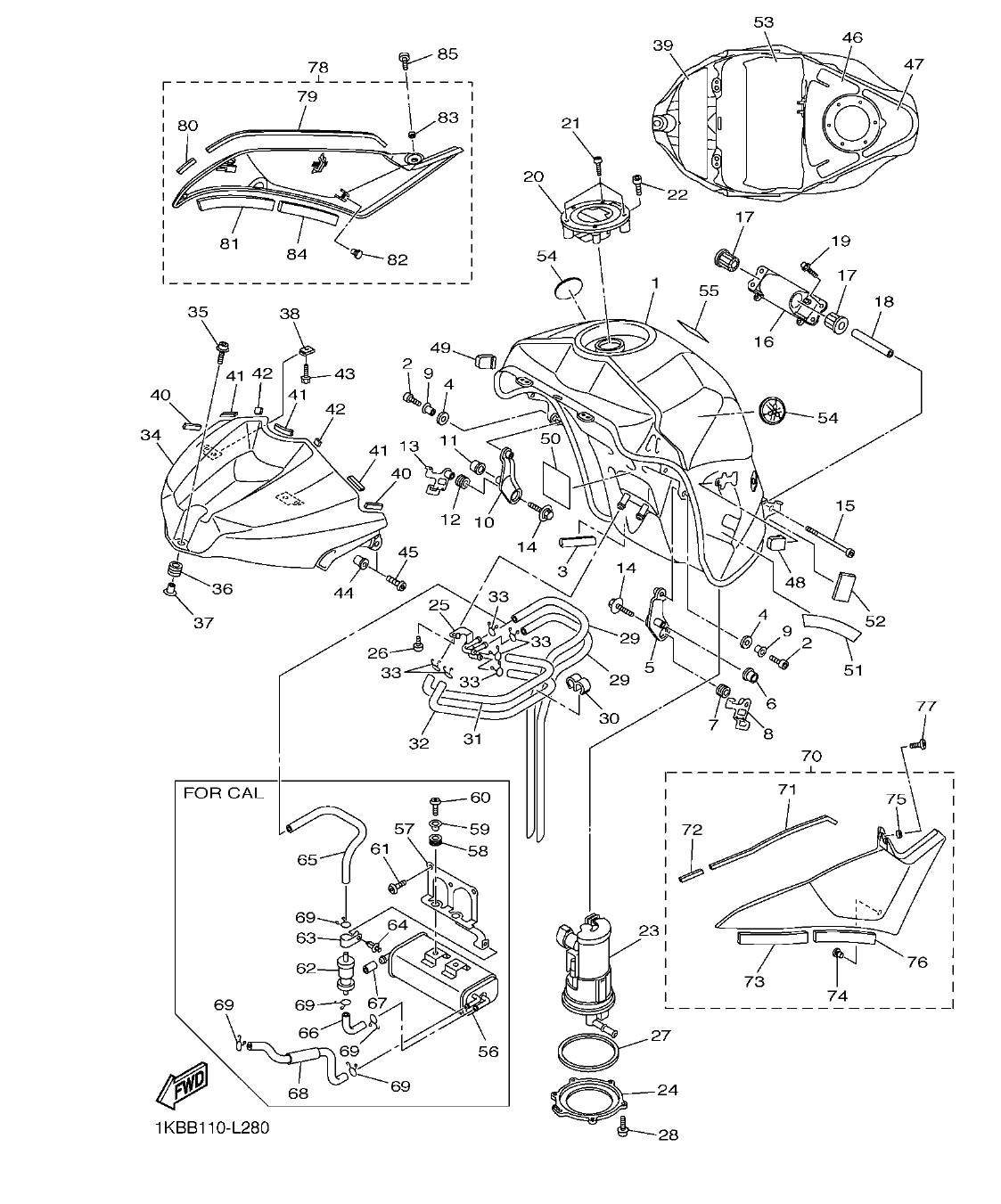 YZFR1B – section 28 FUEL TANK parts diagram