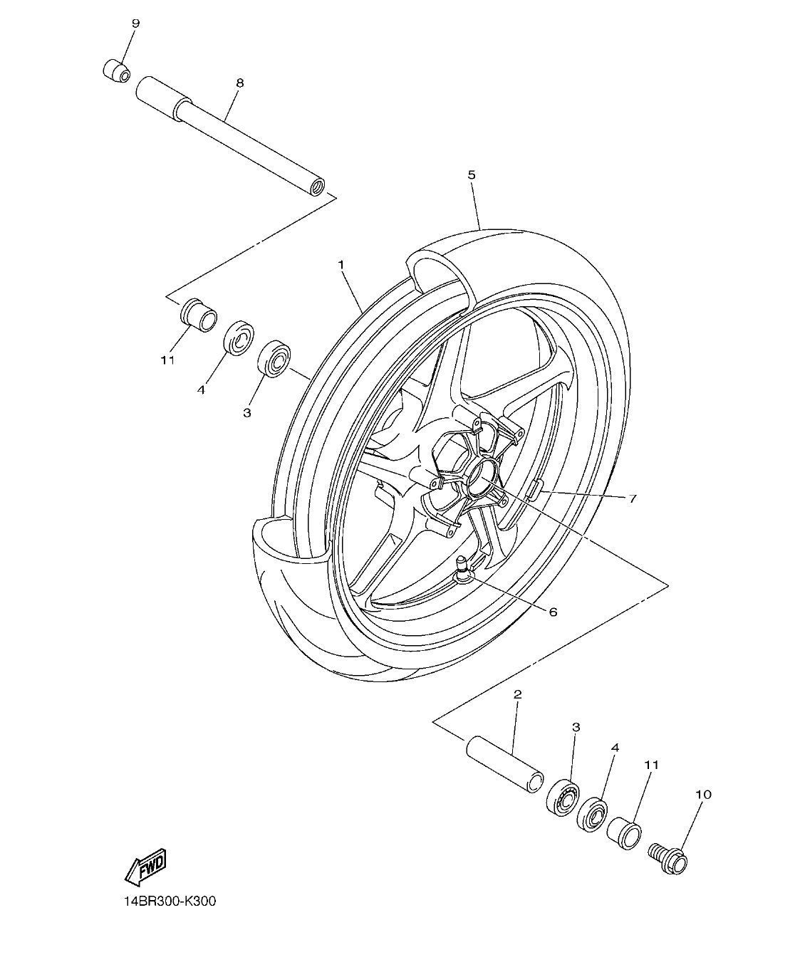 YZFR1BC – section 30 FRONT WHEEL parts diagram