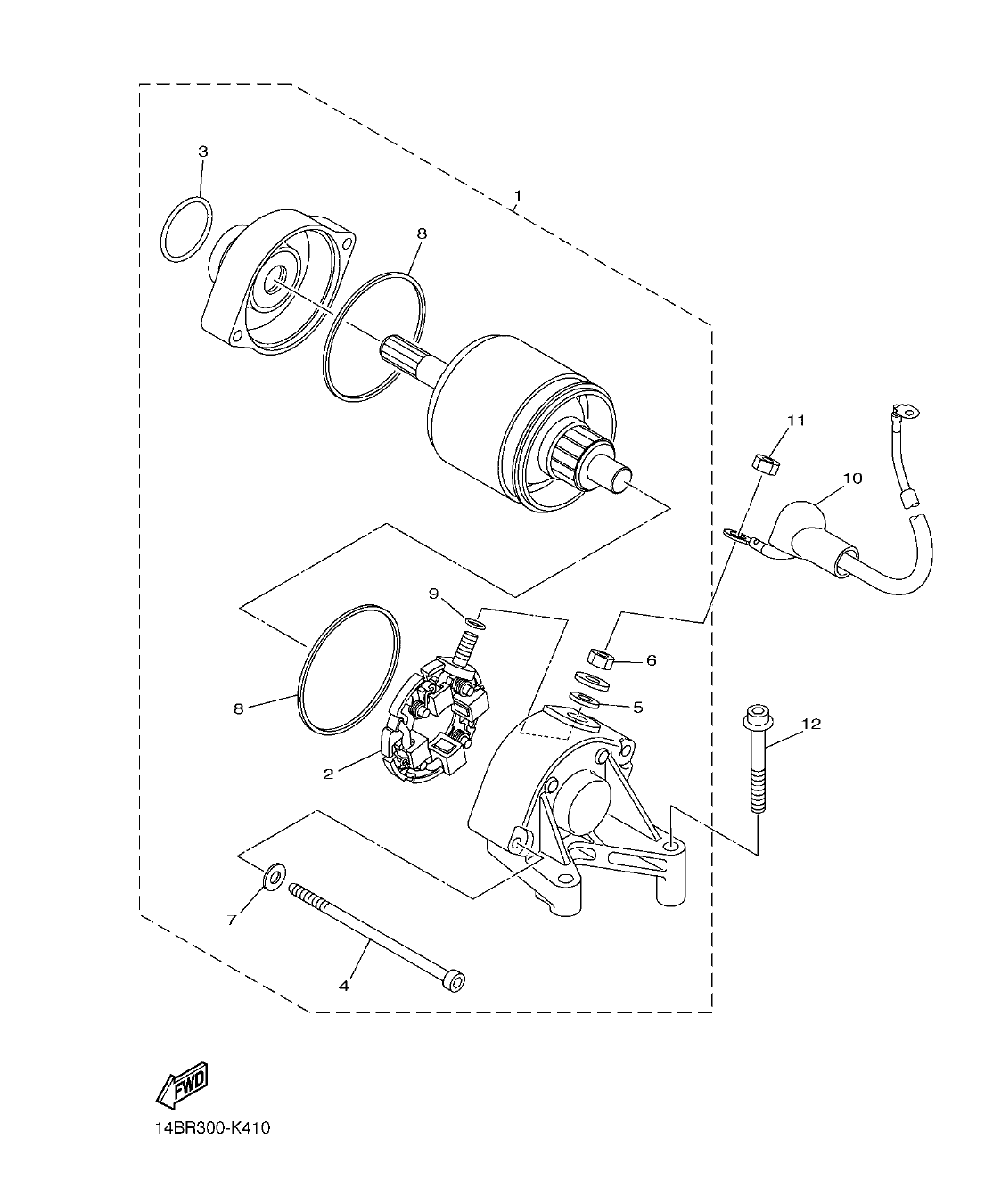 YZFR1BC – section 41 STARTING MOTOR parts diagram