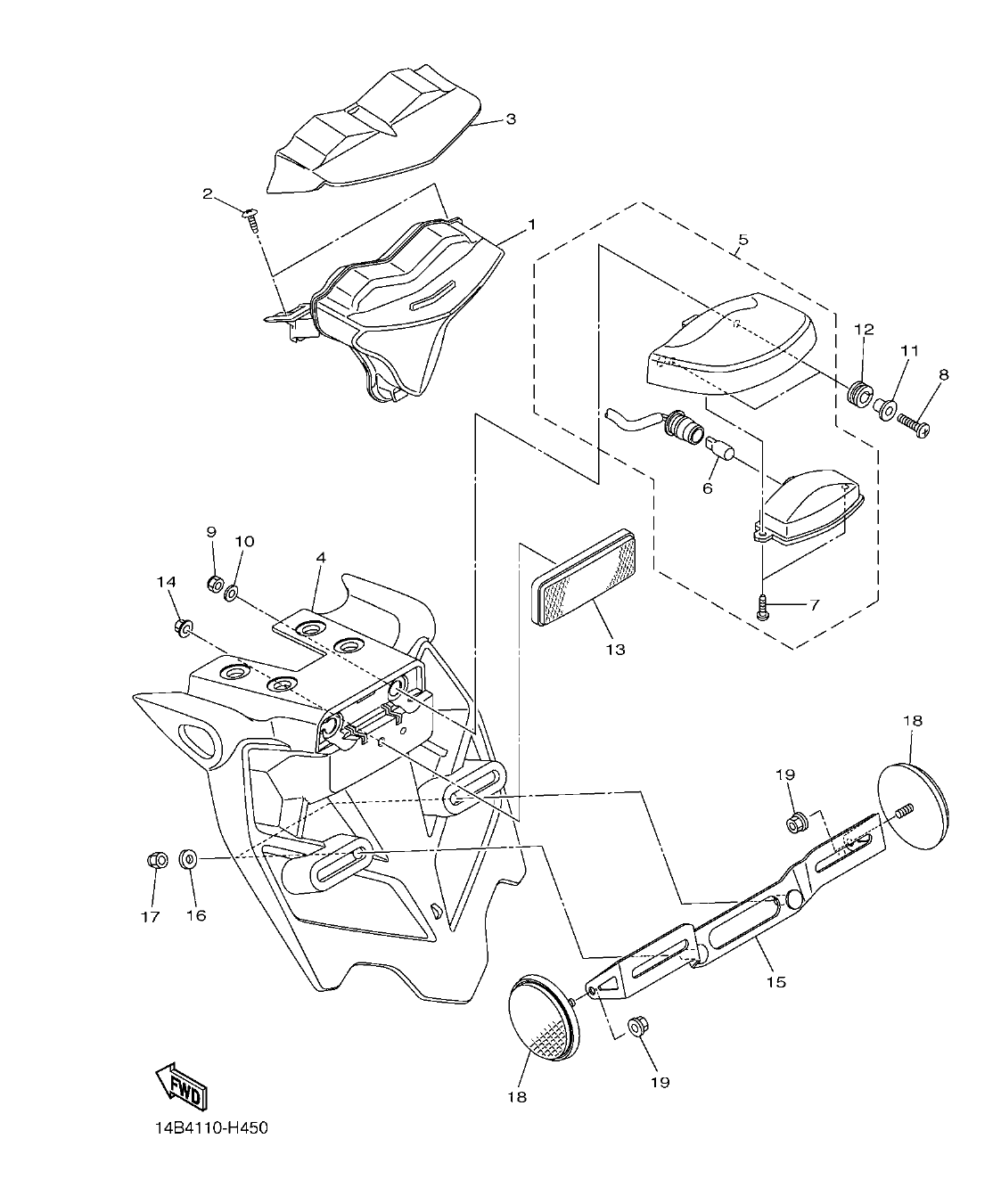 YZFR1BC – section 45 TAILLIGHT parts diagram