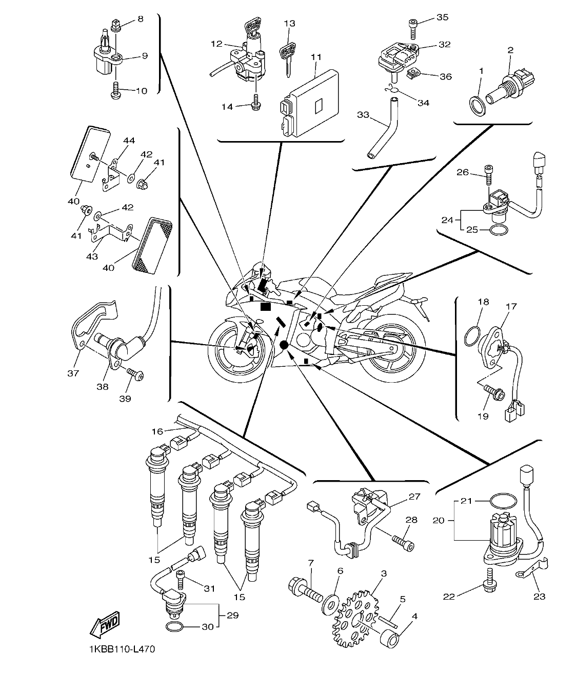YZFR1BC – section 47 ELECTRICAL 1 parts diagram