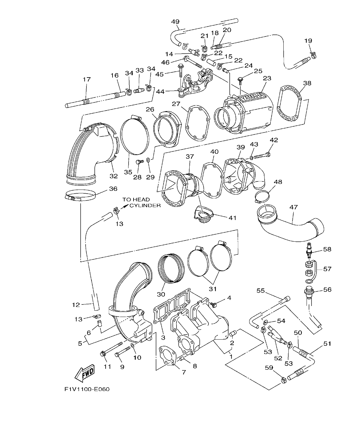 VX700-E – section 6 EXHAUST 1 parts diagram
