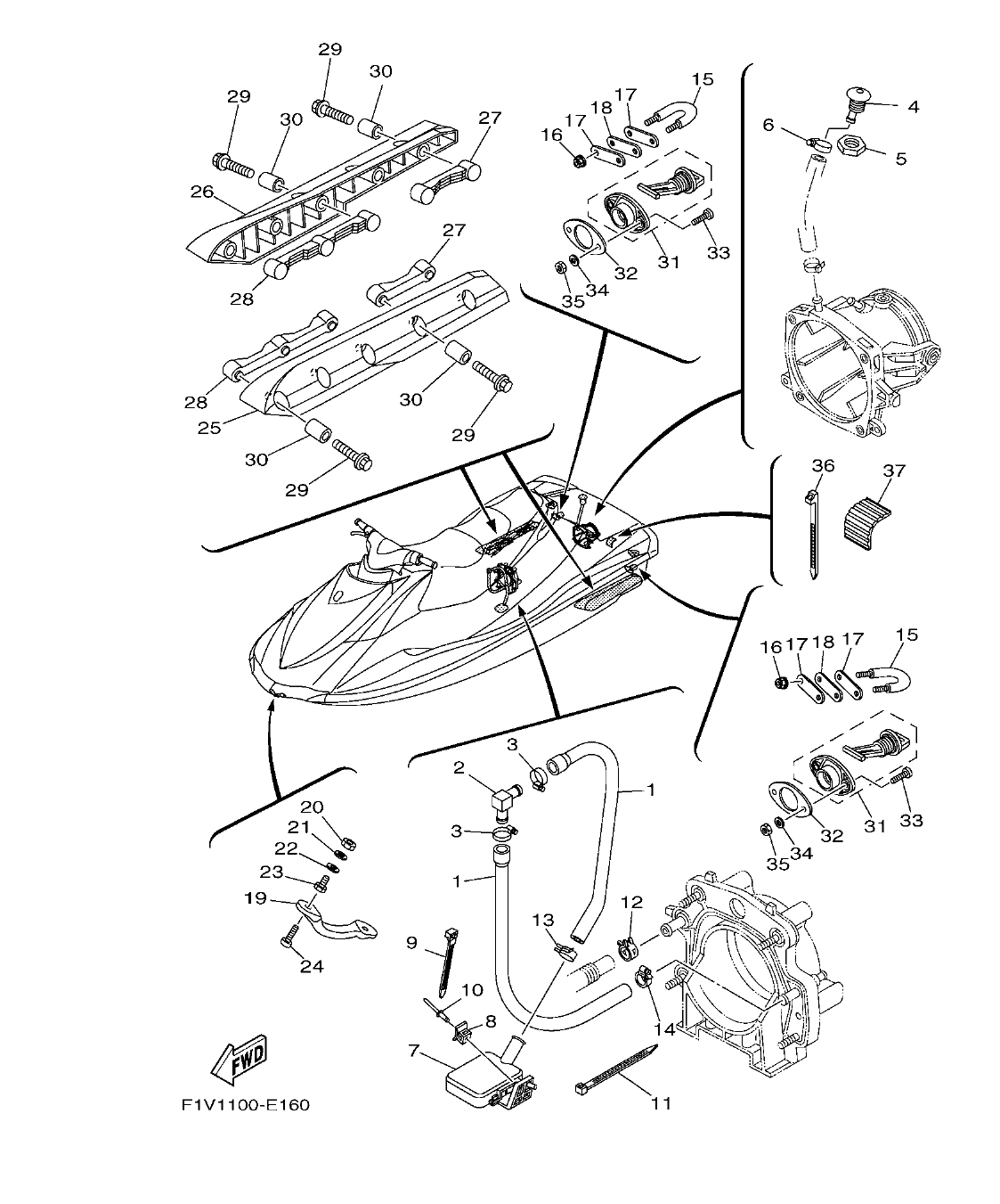 VX700-E – section 16 HULL & DECK parts diagram